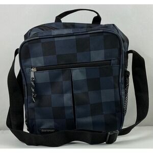Eastsport Crossbody Bag Messenger Shoulder Bookbag‎ Checkered Pattern Blue Black